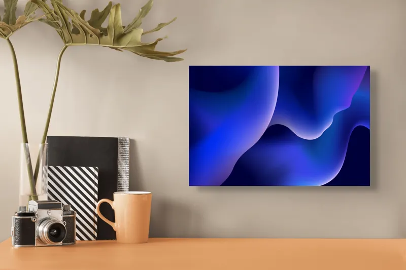 Tablou Canvas Abstract cu Curbe în Albastru Nocturn, 39 x 26 cm – poza 3