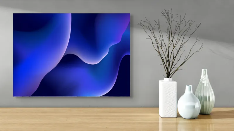 Tablou Canvas Abstract cu Curbe în Albastru Nocturn, 70 x 50 cm – poza 3