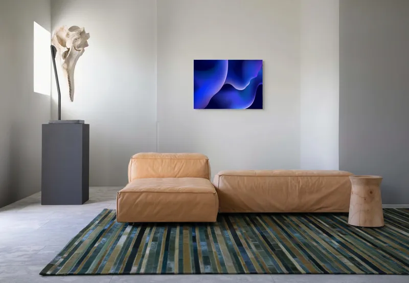 Tablou Canvas Abstract cu Curbe în Albastru Nocturn, 70 x 50 cm – poza 8