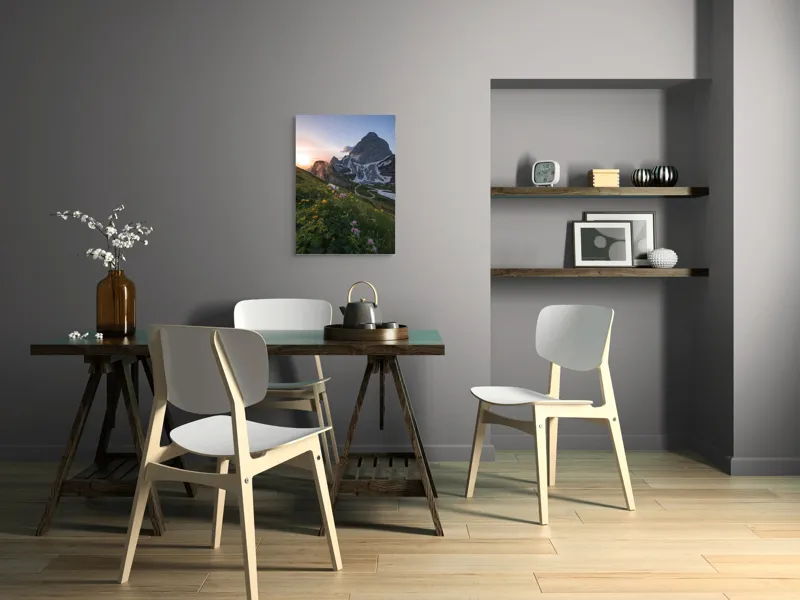Tablou Canvas Peisaj Alpin Munte Apus Natură Flori, 50 x 70 cm – poza 5