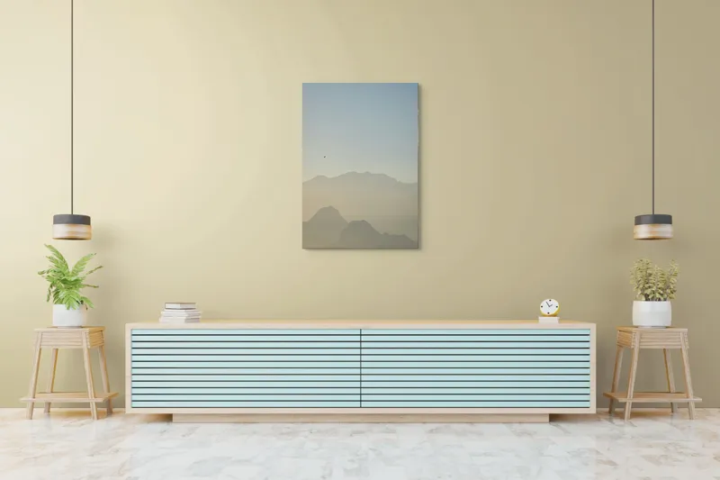 Tablou Canvas pe tema Zbor solitar peste munți adormiți, siluete și lumină natur, 70 x 100 cm – poza 5