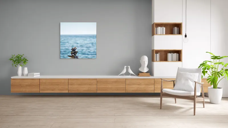 Tablou Canvas Pietre Echilibrate pe Malul Mării - Artă Natură și Serenitate, 100 x 100 cm – poza 8