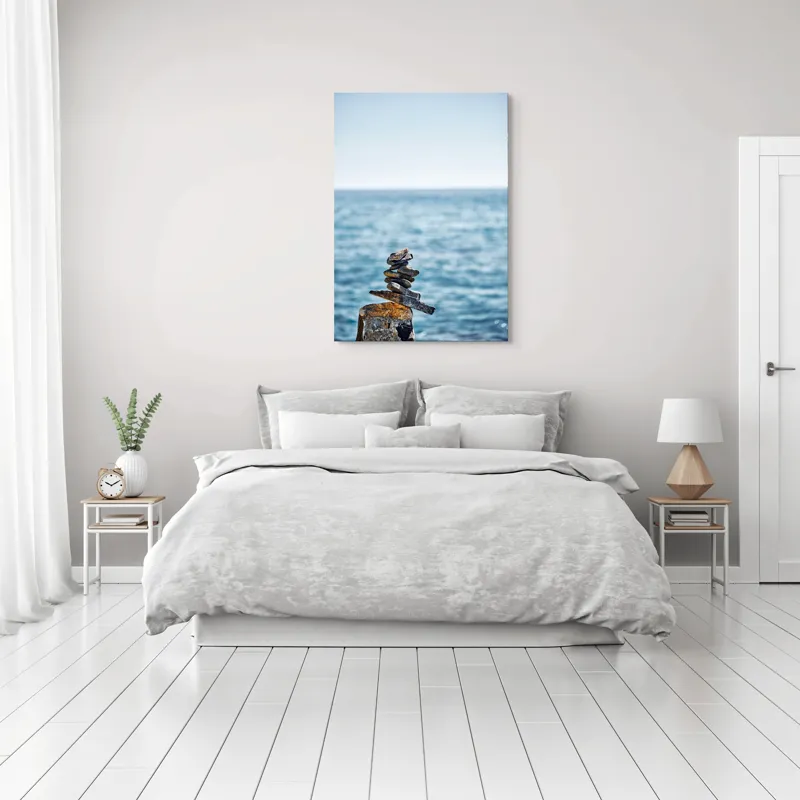 Tablou Canvas Pietre Echilibrate pe Malul Mării - Artă Natură și Serenitate, 70 x 100 cm – poza 3