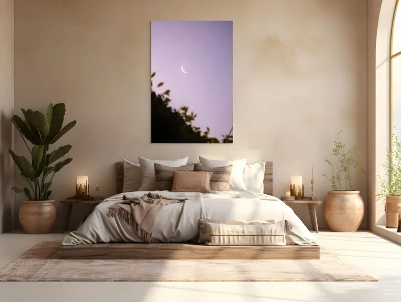 Tablou Canvas Luna serenă peste frunze adormite, 100 x 150 cm – poza 3