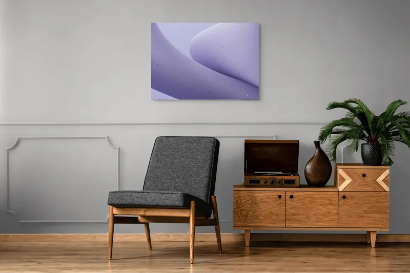 Tablou Canvas, "Curbe ascunse în ceață mov", Curbe, Mătăsos, Abstracție, Delicat, Liniștit, Texturat, 100 x 70 cm – poza 8