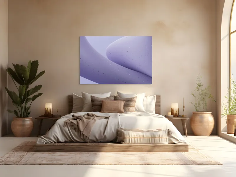 Tablou Canvas, "Curbe ascunse în ceață mov", Curbe, Mătăsos, Abstracție, Delicat, Liniștit, Texturat, 150 x 100 cm – poza 4