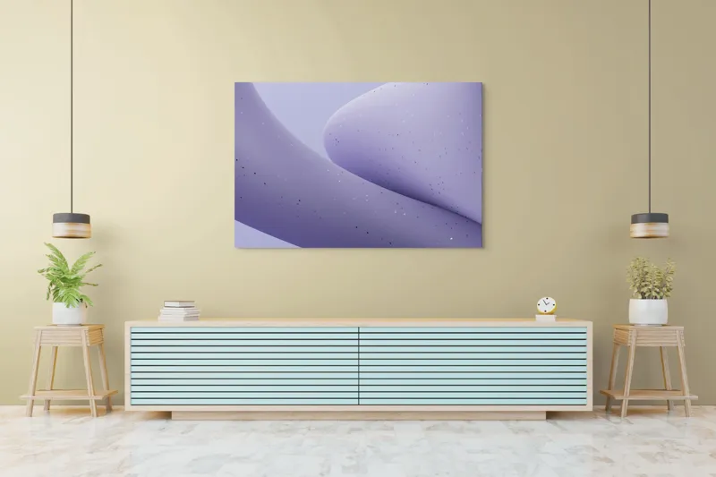 Tablou Canvas, "Curbe ascunse în ceață mov", Curbe, Mătăsos, Abstracție, Delicat, Liniștit, Texturat, 150 x 100 cm – poza 6