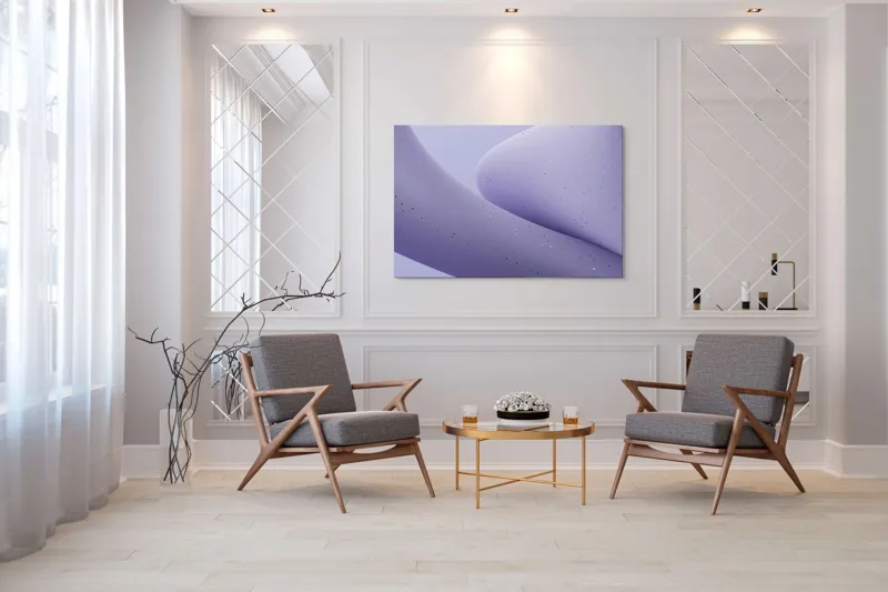 Tablou Canvas, "Curbe ascunse în ceață mov", Curbe, Mătăsos, Abstracție, Delicat, Liniștit, Texturat, 150 x 100 cm – poza 7