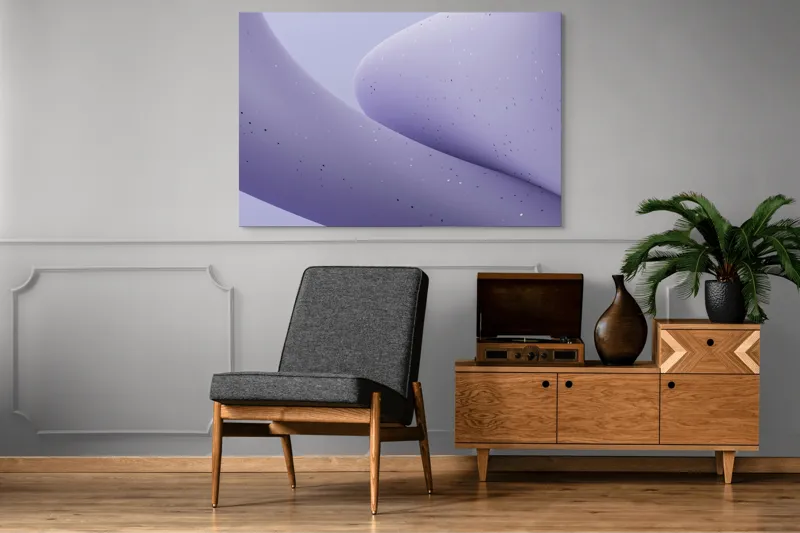 Tablou Canvas, "Curbe ascunse în ceață mov", Curbe, Mătăsos, Abstracție, Delicat, Liniștit, Texturat, 150 x 100 cm – poza 8