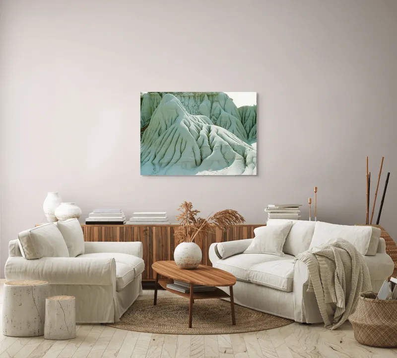 Tablou Canvas, "Forme sculptate de vânt și apă", Forme, Eroziune, Piatră, Peisaj, Structuri, Natură, Texturi, Munți, Relief, Depresiune, 100 x 70 cm – poza 3