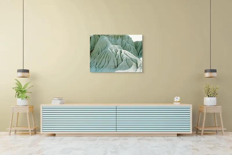 Tablou Canvas, "Forme sculptate de vânt și apă", Forme, Eroziune, Piatră, Peisaj, Structuri, Natură, Texturi, Munți, Relief, Depresiune, 100 x 70 cm – poza 4