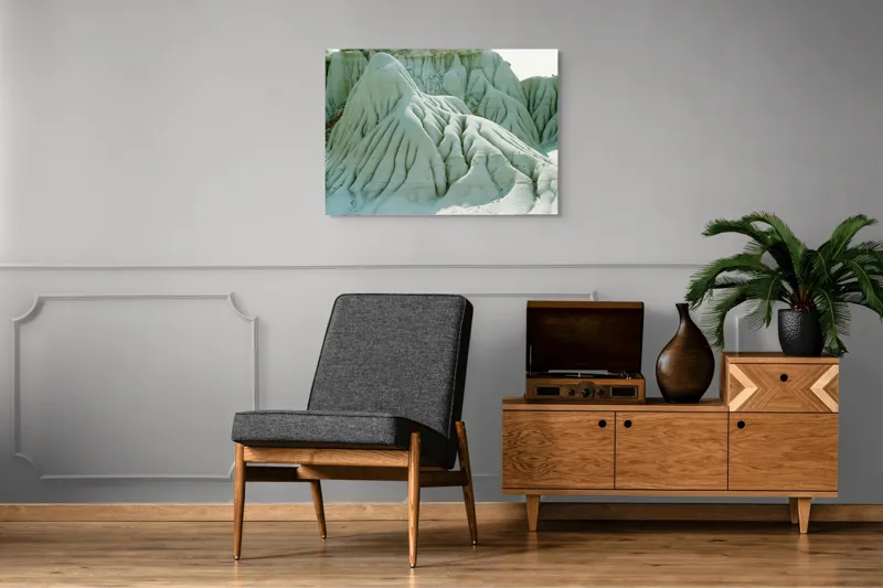 Tablou Canvas, "Forme sculptate de vânt și apă", Forme, Eroziune, Piatră, Peisaj, Structuri, Natură, Texturi, Munți, Relief, Depresiune, 100 x 70 cm – poza 8