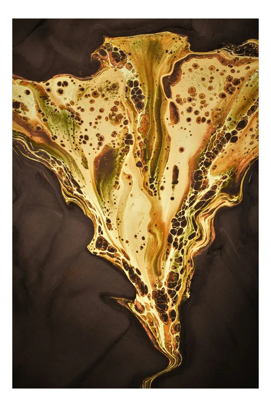 Tablou Canvas, "Aripile aurii ale visului", Aur, Fantezie, Misticism, Flux, Unduire, Profunzime, Lumină, Textură., 50 x 90 cm