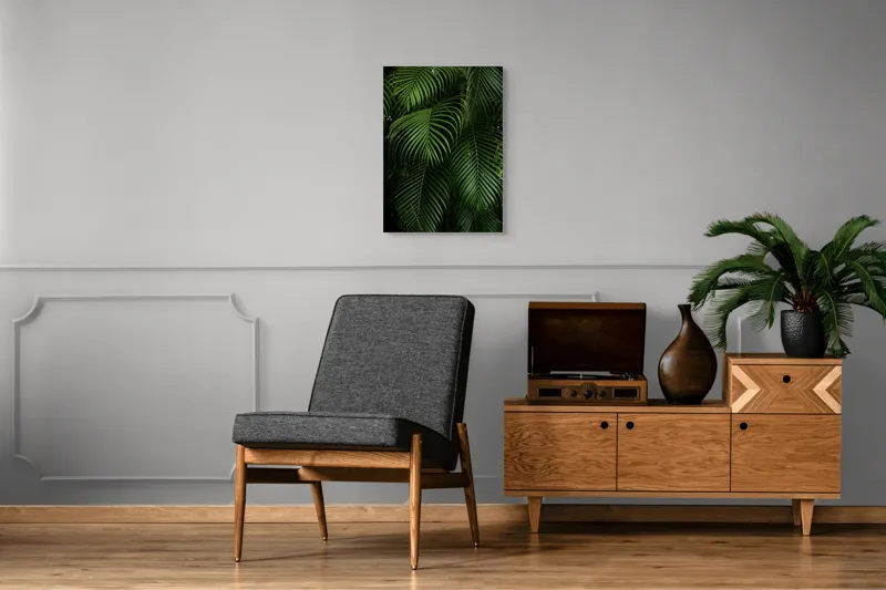 Tablou Canvas, "Verdetul tropical ascunzând secretele junglei", Frunze, Verzi, Tropicale, Luxuriante, Naturale, Vii, Texturate, Dense, Relaxante, Elegant., 50 x 70 cm – poza 8
