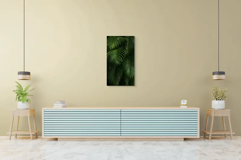 Tablou Canvas, "Verdetul tropical ascunzând secretele junglei", Frunze, Verzi, Tropicale, Luxuriante, Naturale, Vii, Texturate, Dense, Relaxante, Elegant., 50 x 90 cm – poza 6