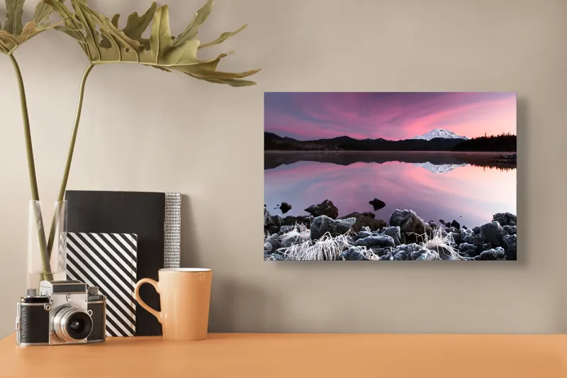 Tablou Canvas, Peisaj Montan cu Lac și Reflexii, , Multicolor, 39 x 26 cm – poza 3