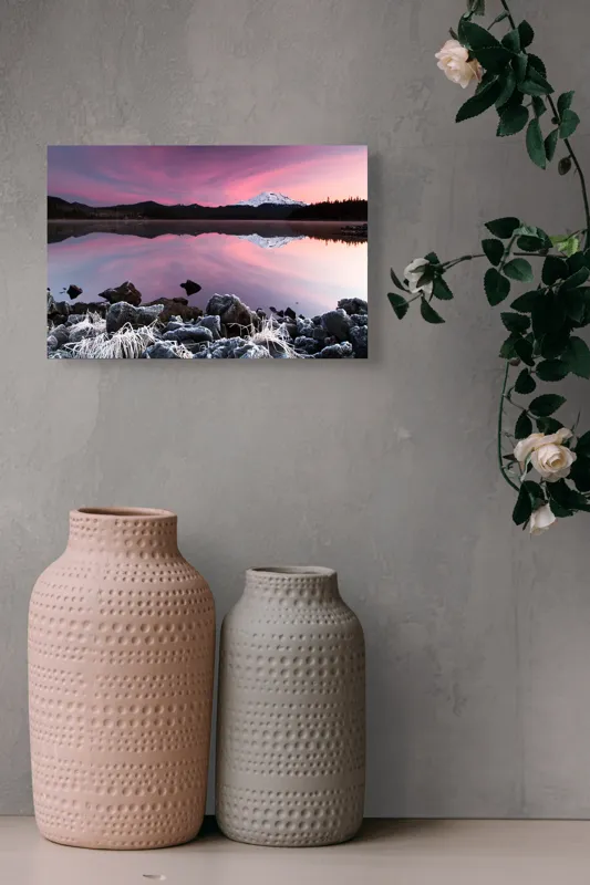 Tablou Canvas, Peisaj Montan cu Lac și Reflexii, , Multicolor, 39 x 26 cm – poza 4