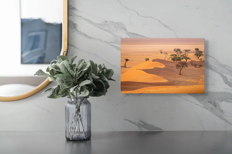 Tablou Canvas Peisaj Arid Dune Copaci Umbre Vegetație Culori, 39 x 26 cm – poza 5