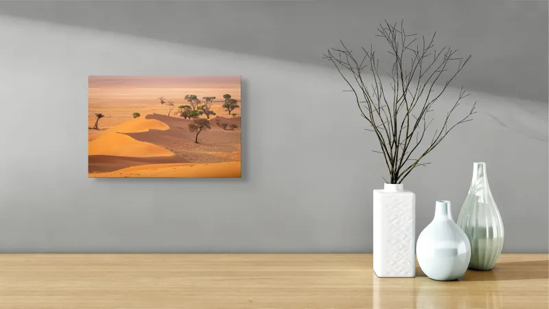 Tablou Canvas Peisaj Arid Dune Copaci Umbre Vegetație Culori, 39 x 26 cm – poza 8