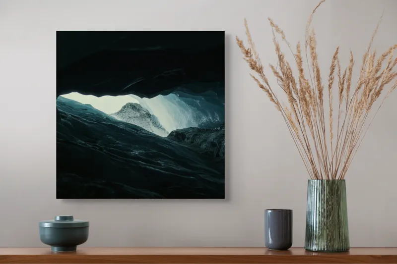 Tablou Canvas, Peisaj cu Ghețar și Peșteră de Gheață, 50 x 50 cm – poza 4