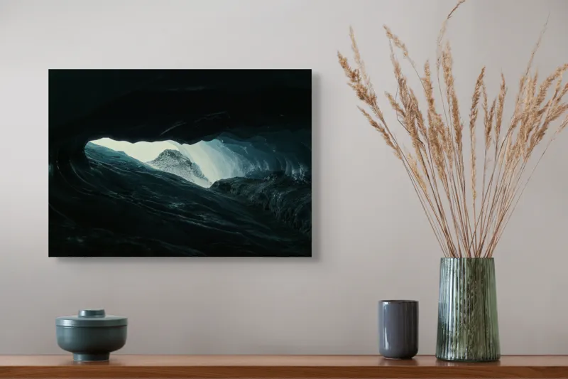 Tablou Canvas, Peisaj cu Ghețar și Peșteră de Gheață, 54 x 39 cm – poza 4