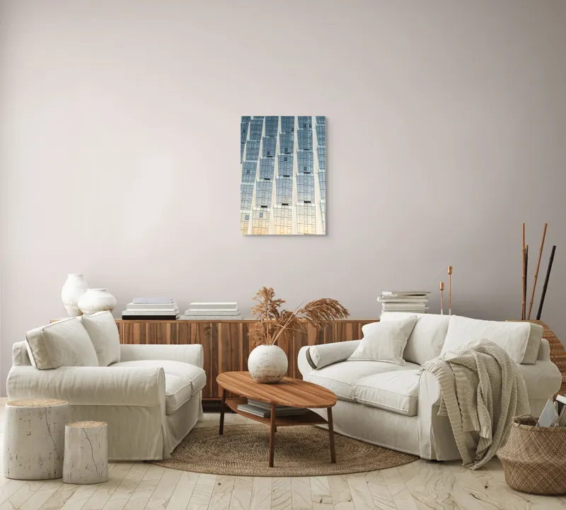 Tablou Canvas, Fațadă Geometrică Amurg Modern, , Albastru și Alb, 50 x 70 cm – poza 4