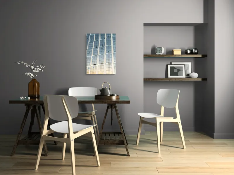 Tablou Canvas, Fațadă Geometrică Amurg Modern, , Albastru și Alb, 50 x 70 cm – poza 5