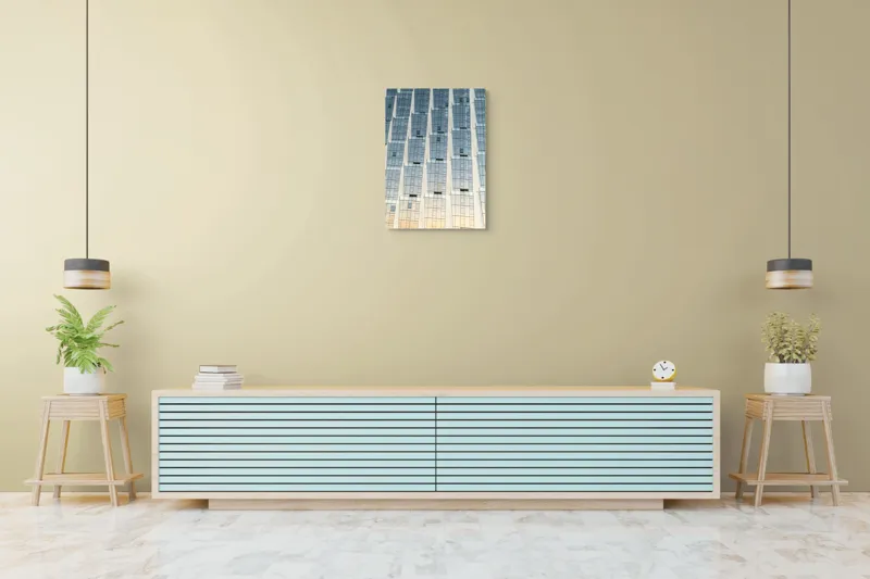 Tablou Canvas, Fațadă Geometrică Amurg Modern, , Albastru și Alb, 50 x 70 cm – poza 6