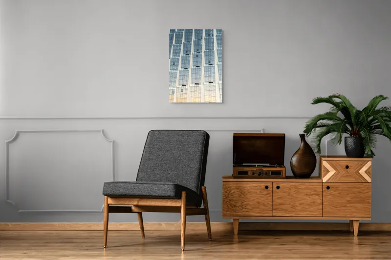Tablou Canvas, Fațadă Geometrică Amurg Modern, , Albastru și Alb, 50 x 70 cm – poza 8