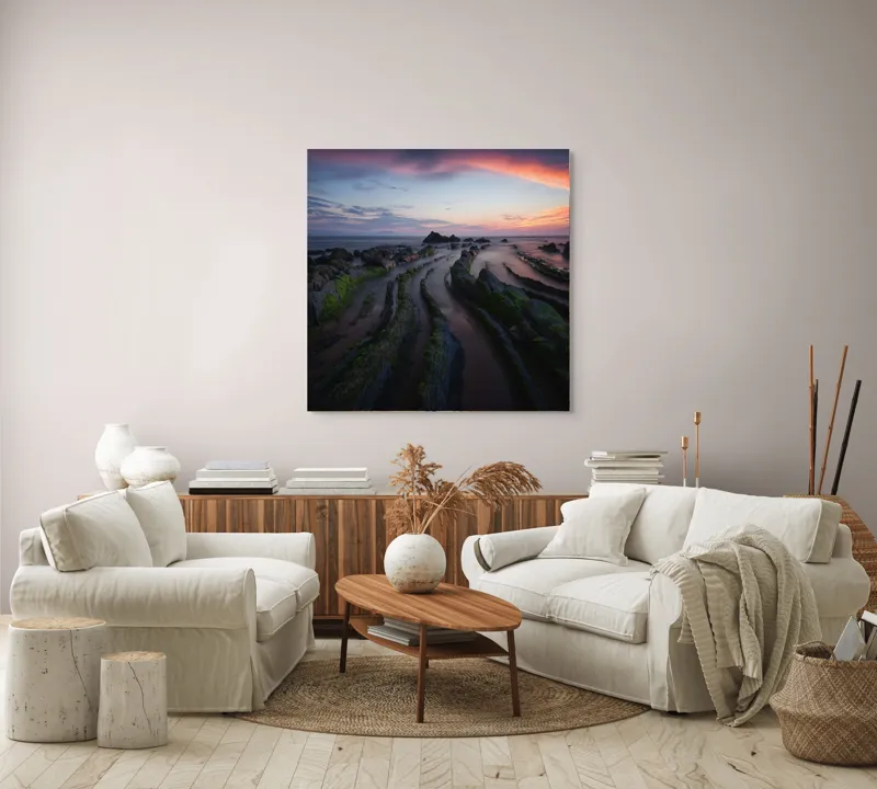 Tablou Canvas Răsărit magic pe țărmul stâncos, 100 x 100 cm – poza 3