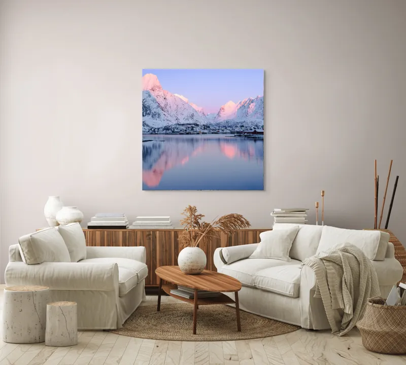 Tablou Canvas Peisaj Montan Multicolor - Artă Murală Naturală, 100 x 100 cm – poza 3
