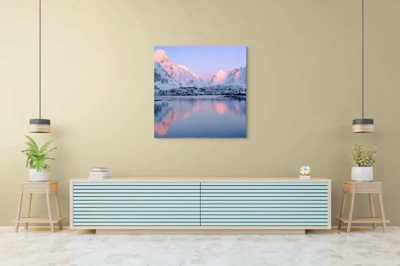 Tablou Canvas Peisaj Montan Multicolor - Artă Murală Naturală, 100 x 100 cm – poza 5