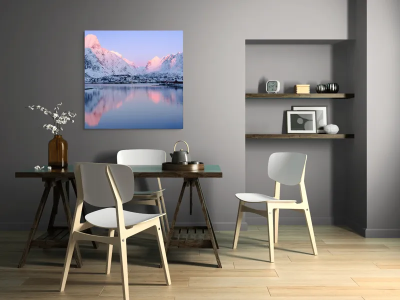 Tablou Canvas Peisaj Montan Multicolor - Artă Murală Naturală, 100 x 100 cm – poza 6