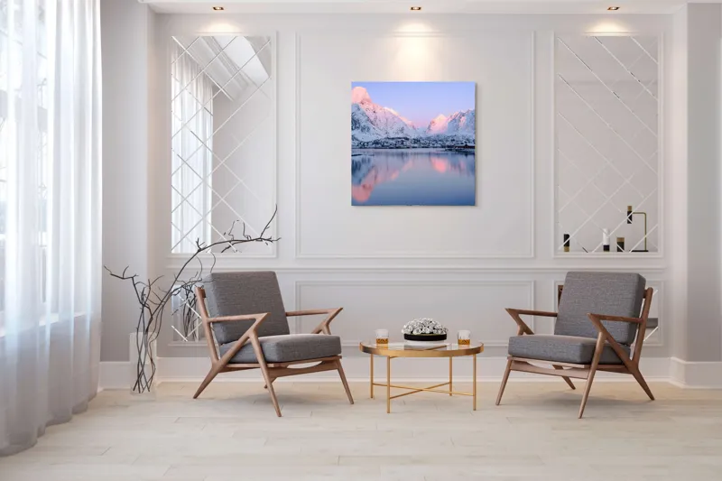 Tablou Canvas Peisaj Montan Multicolor - Artă Murală Naturală, 100 x 100 cm – poza 7