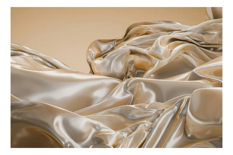 Tablou Canvas, "Văluri strălucitoare pe tărâm auriu", Strălucire, Mătăsos, Fluid, Auriu, Unduire, Luciu, Textură, Eleganță, 90 x 50 cm