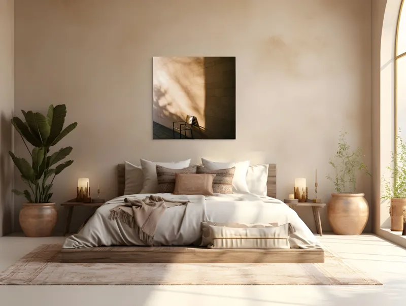 Tablou Canvas Umbra și Lumină pe Perete - Artă pentru Calm și Reflexie, 100 x 100 cm – poza 4