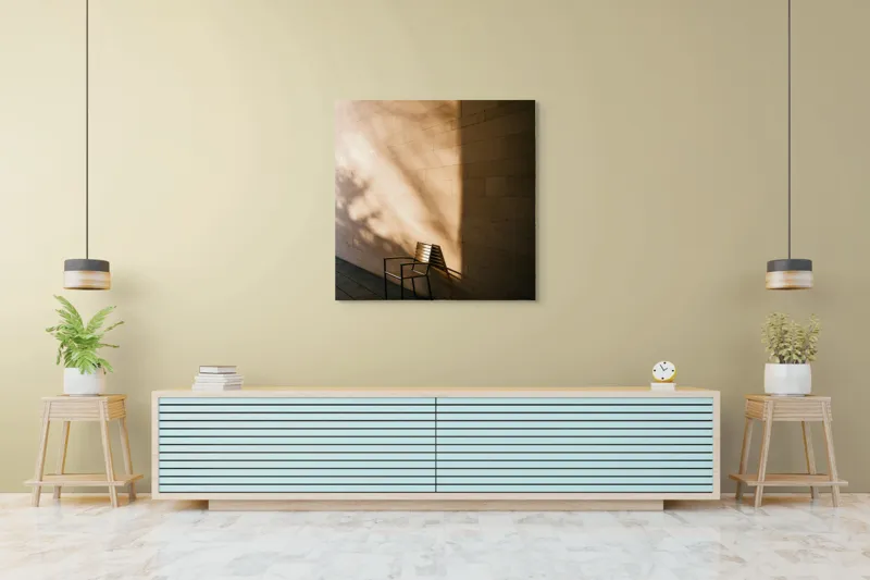 Tablou Canvas Umbra și Lumină pe Perete - Artă pentru Calm și Reflexie, 100 x 100 cm – poza 5
