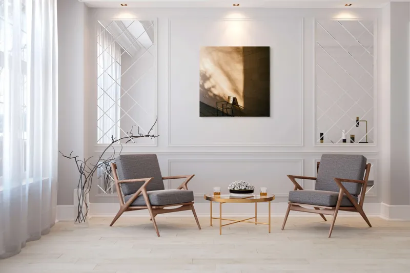 Tablou Canvas Umbra și Lumină pe Perete - Artă pentru Calm și Reflexie, 100 x 100 cm – poza 7