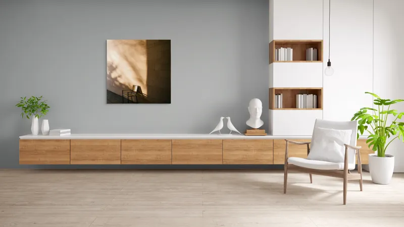 Tablou Canvas Umbra și Lumină pe Perete - Artă pentru Calm și Reflexie, 100 x 100 cm – poza 8
