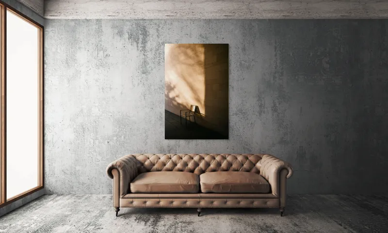 Tablou Canvas Umbra și Lumină pe Perete - Artă pentru Calm și Reflexie, 100 x 150 cm