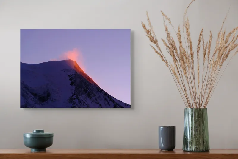 Tablou Canvas pe tema Răsărit Incendiar pe Crestele Înzăpezite, 54 x 39 cm – poza 4