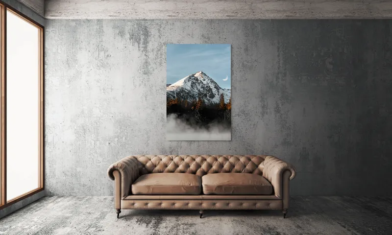 Tablou Canvas cu Peisaj Montan și Semilună, , Multicolor, 100 x 150 cm – poza 6