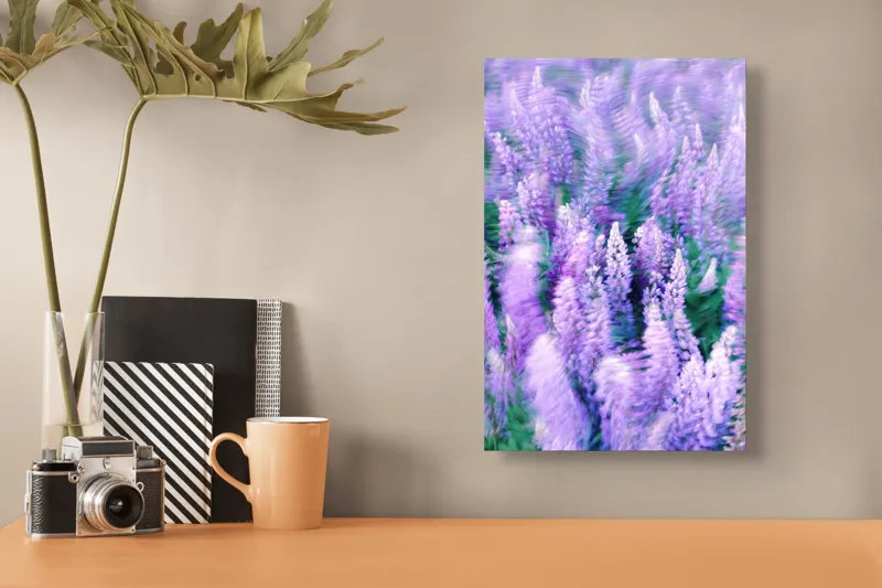 Tablou Canvas, "Dansul Vântului Printre Flori Mov", 26 x 39 cm – poza 3