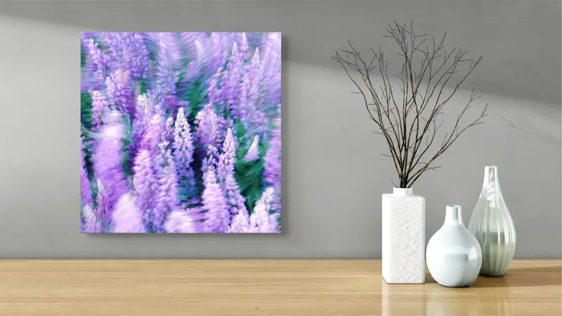 Tablou Canvas, "Dansul Vântului Printre Flori Mov", 50 x 50 cm – poza 3