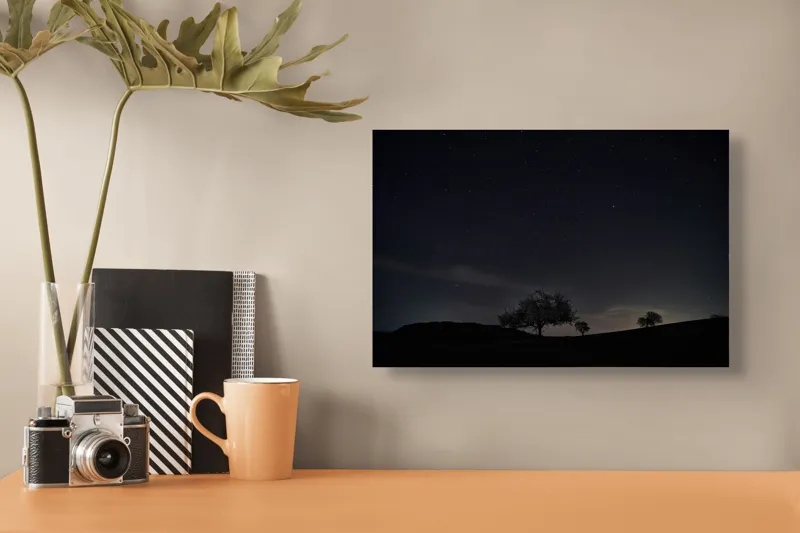 Tablou Canvas Peisaj Nocturn cu Cer Înstelat - Artă și Liniște, 39 x 26 cm – poza 3