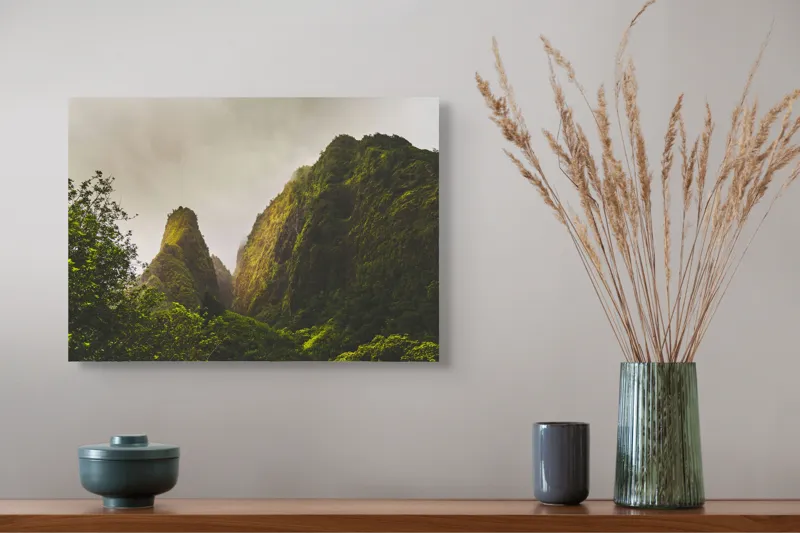 Tablou Canvas, "Altețea liniștită a munților verzi", Munți, Verdeață, Ceață, Natură, Liniște, Măreție, Piscuri, Pădure, Înalțime, Uimire, 54 x 39 cm – poza 4