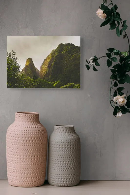 Tablou Canvas, "Altețea liniștită a munților verzi", Munți, Verdeață, Ceață, Natură, Liniște, Măreție, Piscuri, Pădure, Înalțime, Uimire, 54 x 39 cm – poza 8