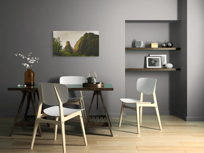 Tablou Canvas, "Altețea liniștită a munților verzi", Munți, Verdeață, Ceață, Natură, Liniște, Măreție, Piscuri, Pădure, Înalțime, Uimire, 90 x 50 cm – poza 3