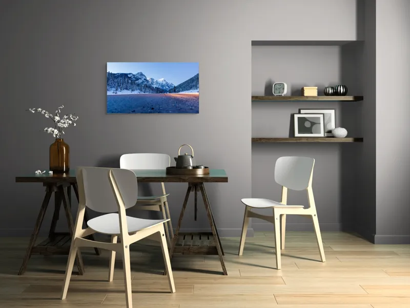 Tablou Canvas cu Peisaj de Iarnă, Munți Înzăpeziți, 90 x 50 cm – poza 3