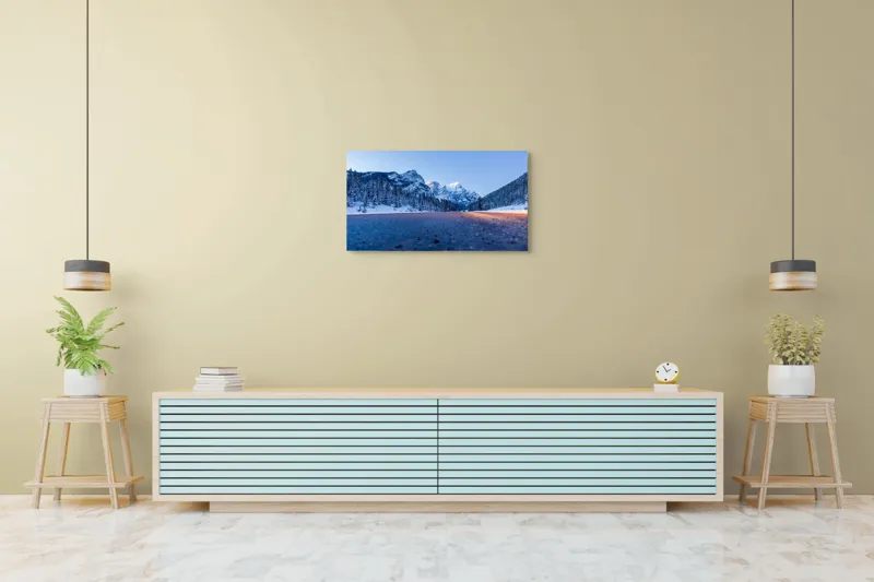 Tablou Canvas cu Peisaj de Iarnă, Munți Înzăpeziți, 90 x 50 cm – poza 5